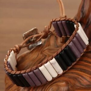 Bohemian Stone and Leather Chakra Yoga Bracelet Unisex